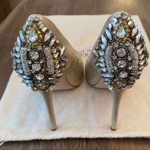 Badgley Mischka Jeweled Platform Peep Toe Pumps